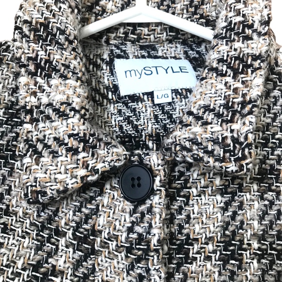 MyStyle Women's Cropped Button-Up Tweed Jacket Size L - Picture 5 of 11